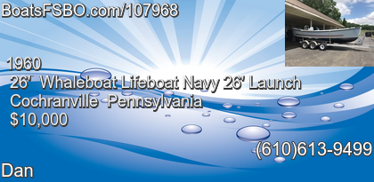 Whaleboat Lifeboat Navy 26' Launch